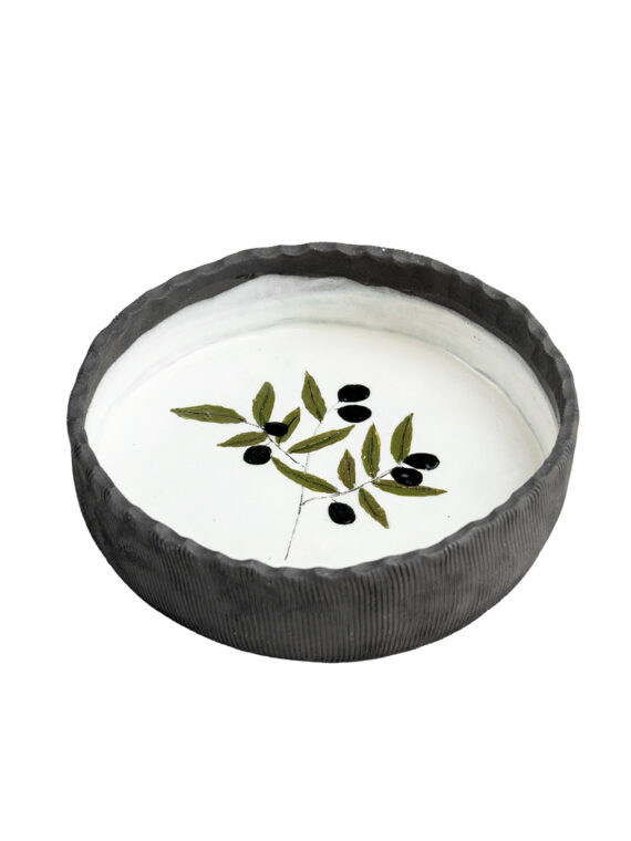 Zeytin Desenli Seramik Kase - Orta Boy 19 cm