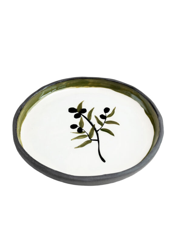 Zeytin Desenli Seramik Sunum Tabağı - Orta Boy 18 x 1.5 cm